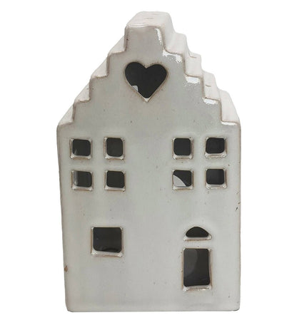 Teelichthalter Teelichthalter Keramik Haus Beige - Kerzenständer Landhausstil S/M/L Shabby Chic und Landhaus Deko bei www.Stein-Alt.de