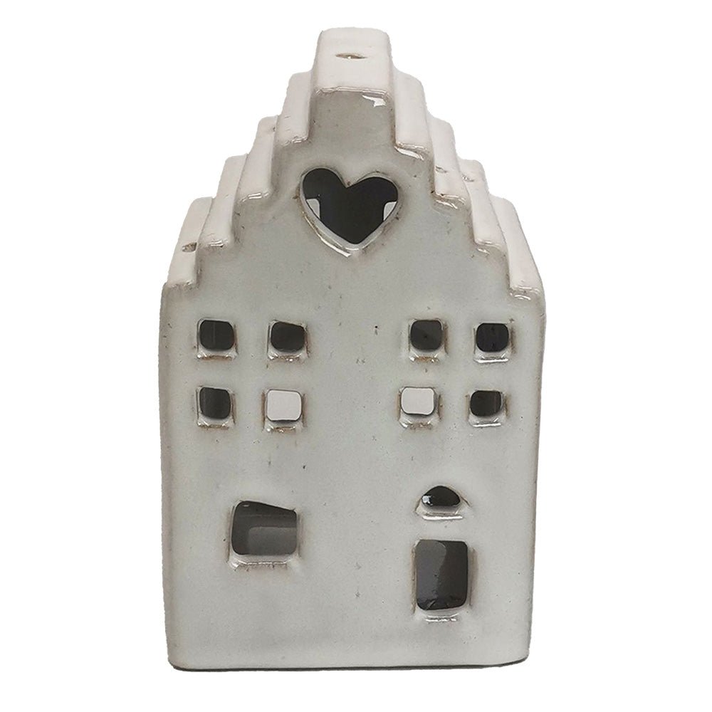 Teelichthalter Keramik Haus Beige - Kerzenständer Landhausstil Deko S/M/L {{ Shabby Chic und Landhaus Deko }} {{ www.Stein-Alt.de }}