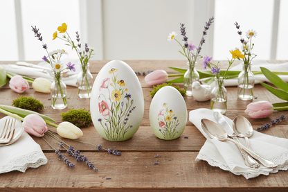 Figur Terrakotta Ei mit Blumenmotiv – Frühlingsdeko Landhausstil Ostern Shabby Chic und Landhaus Deko bei www.Stein-Alt.de