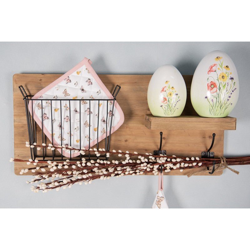Terrakotta Ei mit Blumenmotiv - Frühlingsdeko Landhausstil, Ostern {{ Shabby Chic und Landhaus Deko }} {{ www.Stein-Alt.de }}