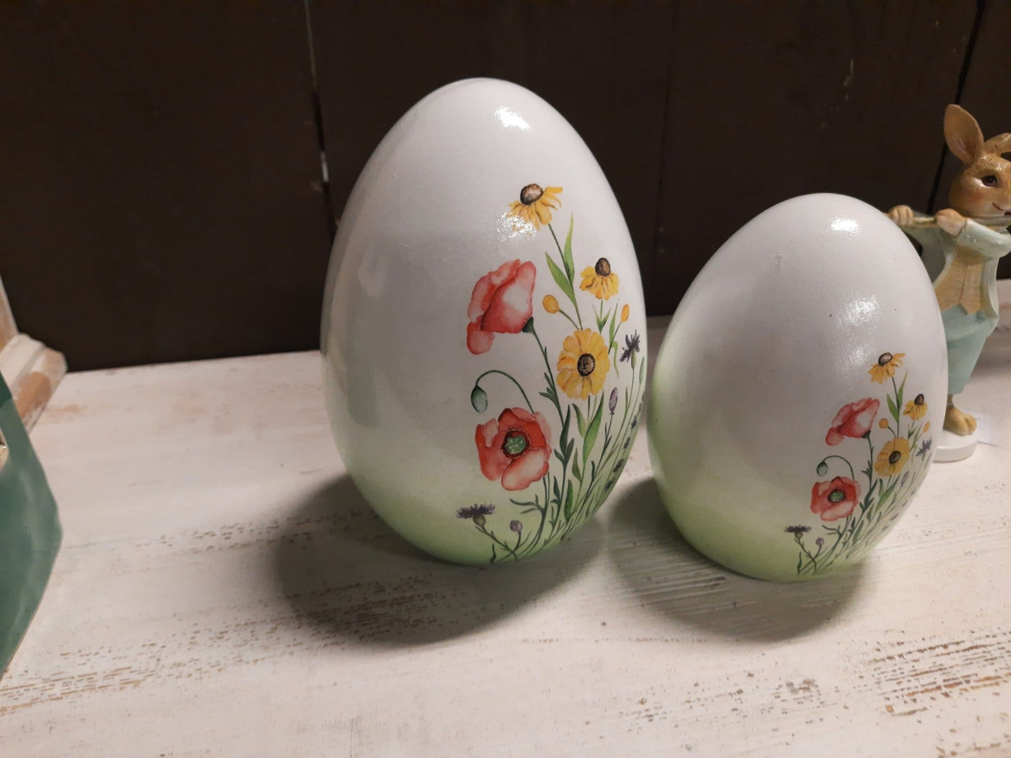 Terrakotta Ei mit Blumenmotiv - Frühlingsdeko Landhausstil, Ostern {{ Shabby Chic und Landhaus Deko }} {{ www.Stein-Alt.de }}