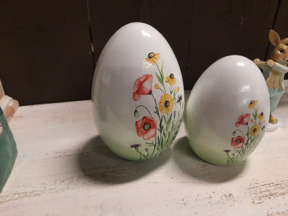 Figur Terrakotta Ei mit Blumenmotiv – Frühlingsdeko Landhausstil Ostern Shabby Chic und Landhaus Deko bei www.Stein-Alt.de
