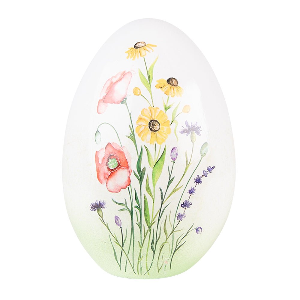 Terrakotta Ei mit Blumenmotiv - Frühlingsdeko Landhausstil, Ostern {{ Shabby Chic und Landhaus Deko }} {{ www.Stein-Alt.de }}