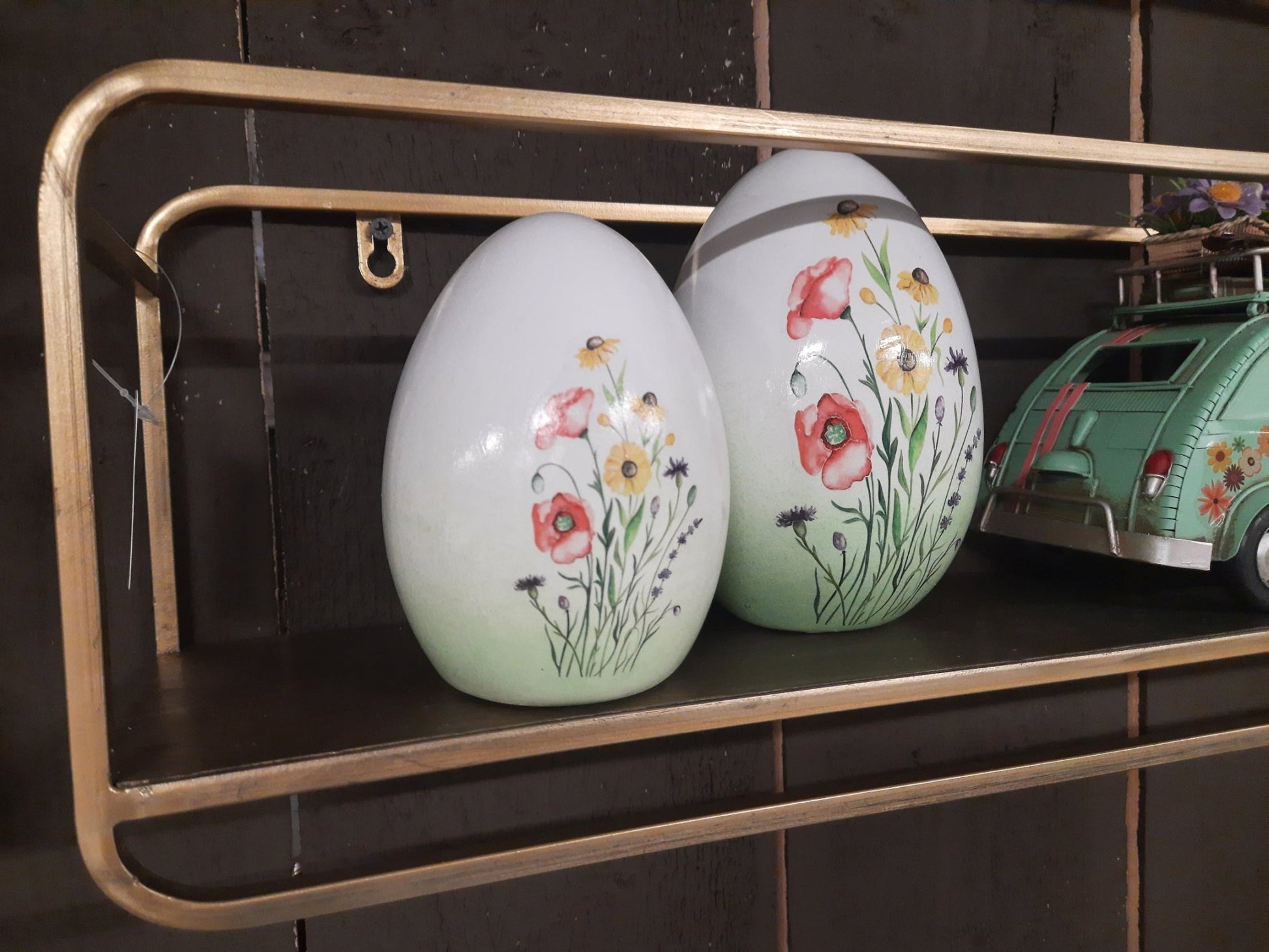 Terrakotta Ei mit Blumenmotiv - Frühlingsdeko Landhausstil, Ostern {{ Shabby Chic und Landhaus Deko }} {{ www.Stein-Alt.de }}