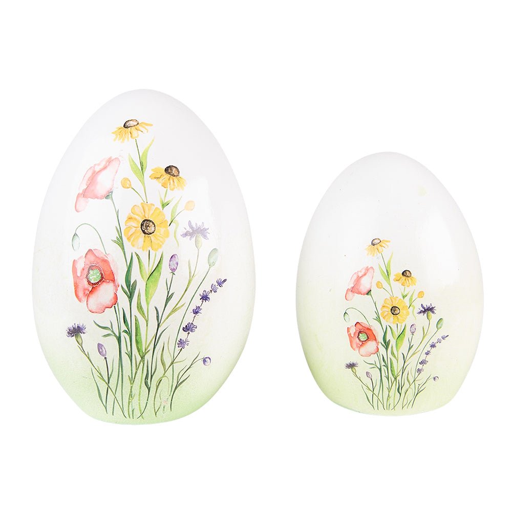 Terrakotta Ei mit Blumenmotiv - Frühlingsdeko Landhausstil, Ostern {{ Shabby Chic und Landhaus Deko }} {{ www.Stein-Alt.de }}