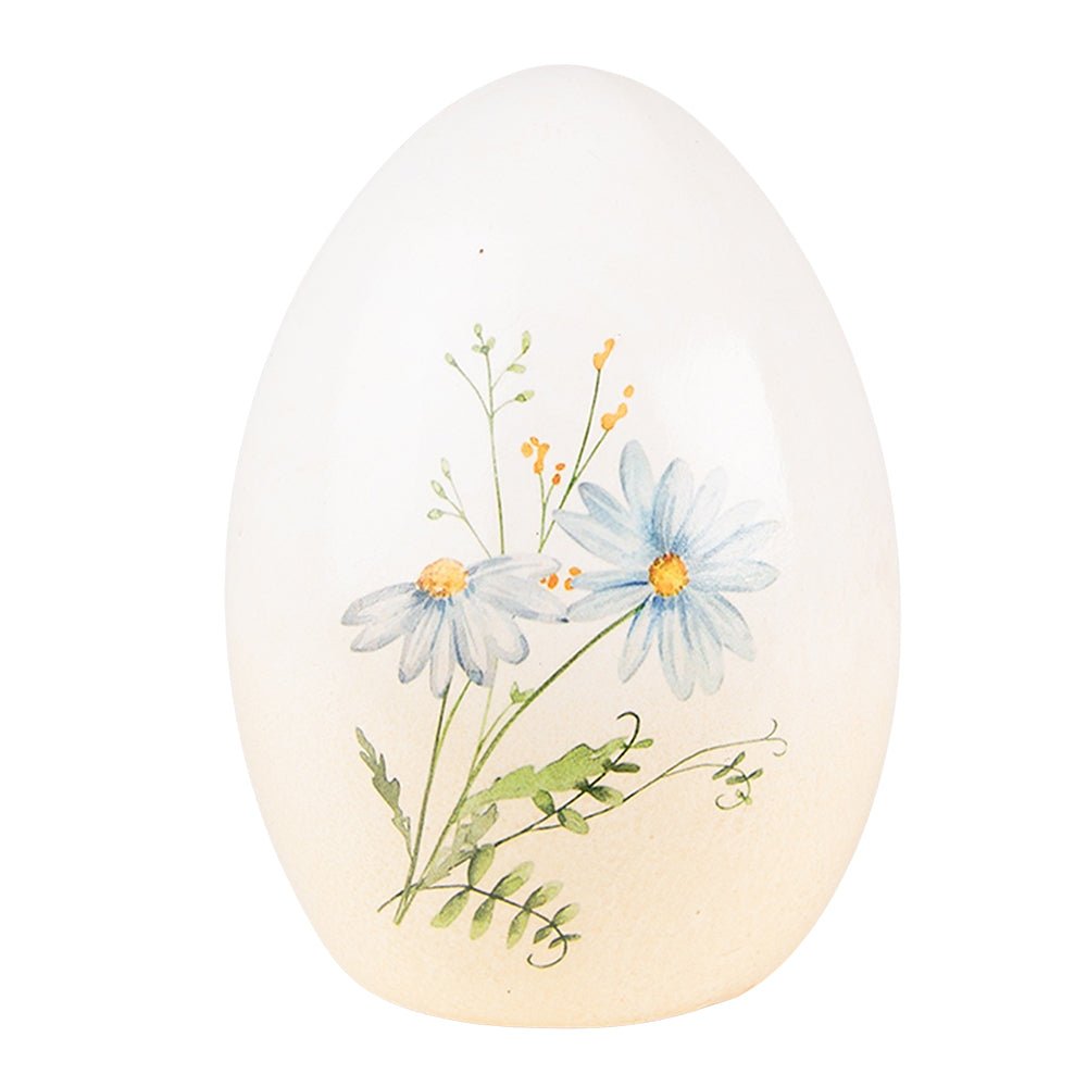 Terrakotta Ei mit Kornblumen - Frühlingsdeko Ostern Landhausstil {{ Shabby Chic und Landhaus Deko }} {{ www.Stein-Alt.de }}