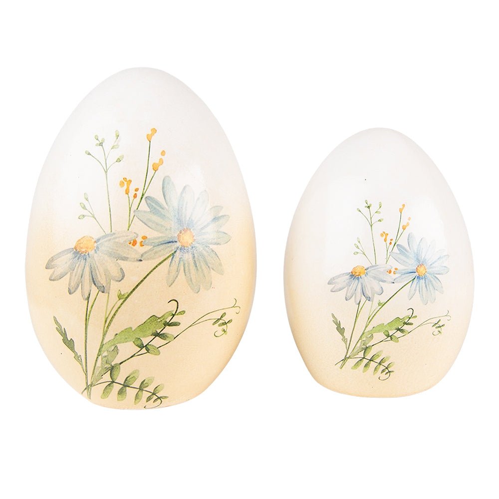 Terrakotta Ei mit Kornblumen - Frühlingsdeko Ostern Landhausstil {{ Shabby Chic und Landhaus Deko }} {{ www.Stein-Alt.de }}