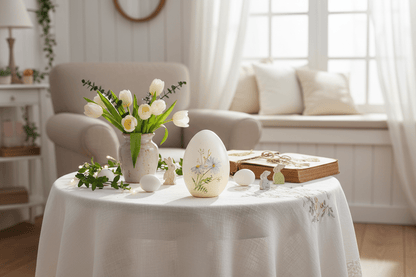 Figur Terrakotta Ei mit Kornblumen – Frühlingsdeko Ostern Landhausstil Shabby Chic und Landhaus Deko bei www.Stein-Alt.de