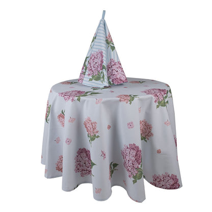 Tischdecken Tischdecke Baumwolle Blumen Hortensien Blau Rosa - Clayre & Eef Shabby Chic und Landhaus Deko bei www.Stein-Alt.de