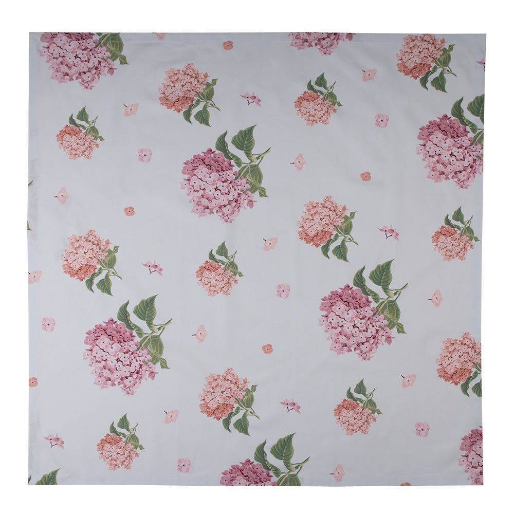 Tischdecke Baumwolle Blumen Hortensien Blau Rosa - Clayre & Eef {{ Shabby Chic und Landhaus Deko }} {{ www.Stein-Alt.de }}
