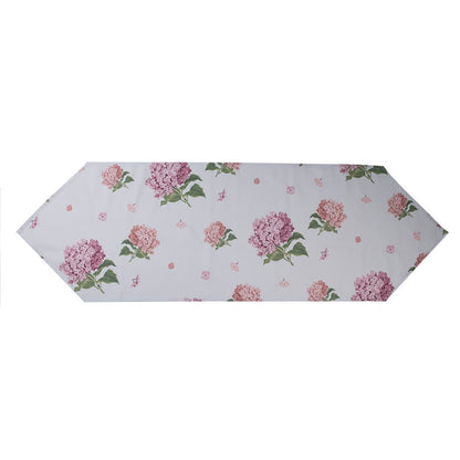 Tischdecken Tischdecke Baumwolle Blumen Hortensien Blau Rosa - Clayre & Eef Tischläufer 50 x 160 Shabby Chic und Landhaus Deko bei www.Stein-Alt.de