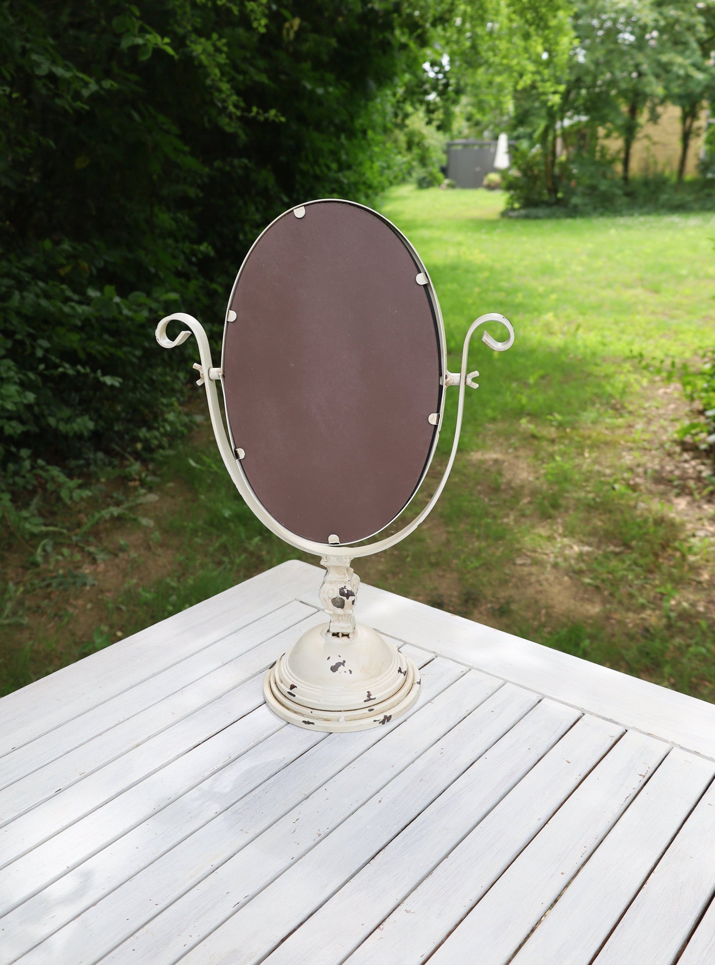 Tischspiegel Brocante-Stil – Schminkspiegel aus Metall in Creme | Clayre & Eef {{ Shabby Chic und Landhaus Deko }} {{ www.Stein-Alt.de }}