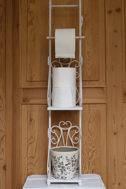 Toilettenrollenhalter Toilettenpapierhalter Metall Weiß - Shabby Chic Vintage WC-Rollenhalter 97cm Shabby Chic und Landhaus Deko bei www.Stein-Alt.de