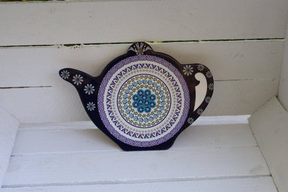 Topfuntersetzer Pfannenuntersetzer Keramik & Kork Blau | Teekanne 24×17 cm Shabby Chic und Landhaus Deko bei www.Stein-Alt.de