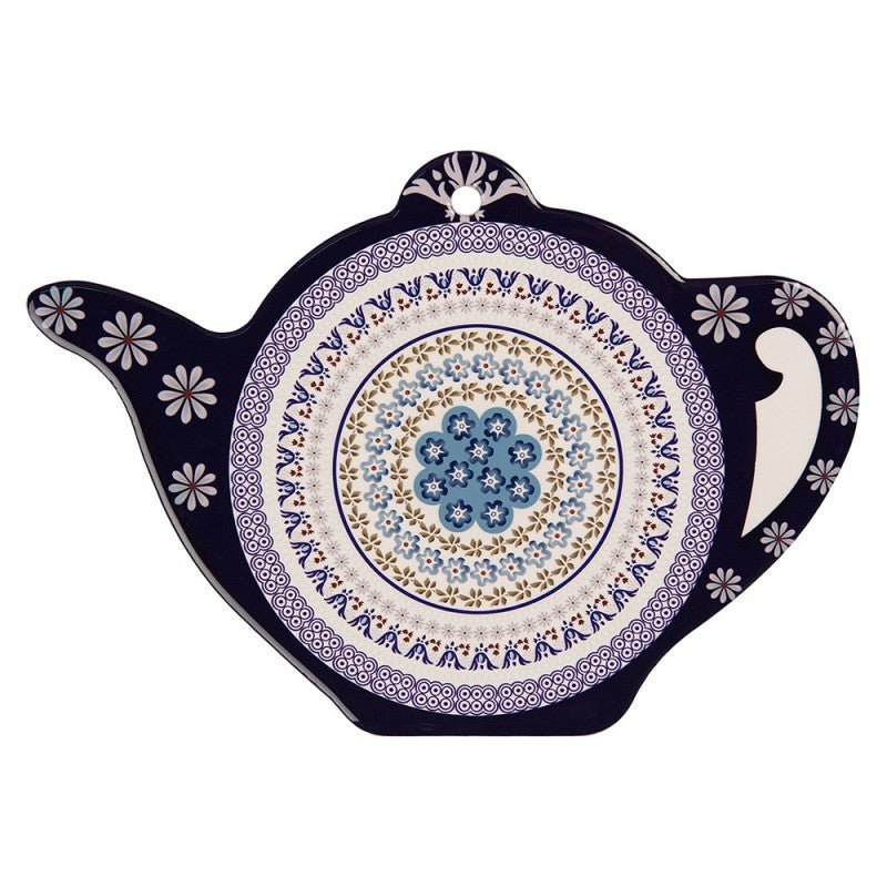 Pfannenuntersetzer Keramik & Kork Blau | Teekanne 24×17 cm {{ Shabby Chic und Landhaus Deko }} {{ www.Stein-Alt.de }}