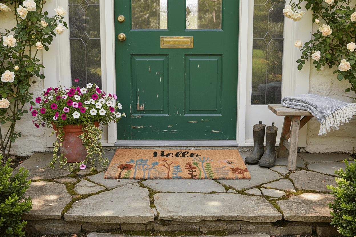 Türmatte aus Kokos für Drinnen & Außen – Fußabtreter mit natürlichen Motiven im Landhausstil {{ Shabby Chic und Landhaus Deko }} {{ www.Stein-Alt.de }}