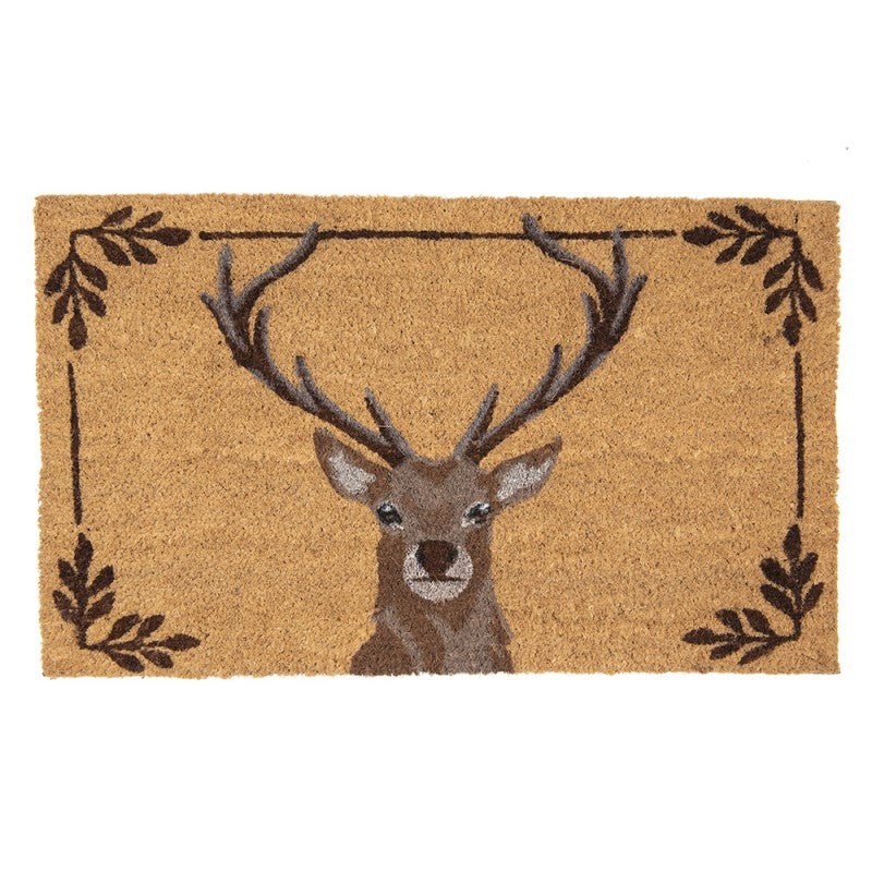 Türmatte aus Kokos für Drinnen & Außen – Fußabtreter mit natürlichen Motiven im Landhausstil Hirsch {{ Shabby Chic und Landhaus Deko }} {{ www.Stein-Alt.de }}