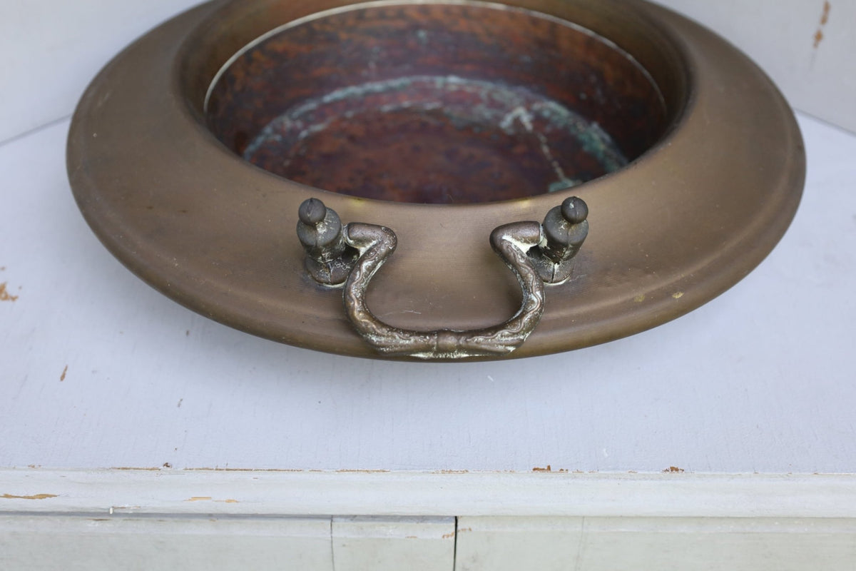 Vintage Kohlenpfanne aus Kupfer – Gartendeko im Landhausstil {{ Shabby Chic und Landhaus Deko }} {{ www.Stein-Alt.de }}