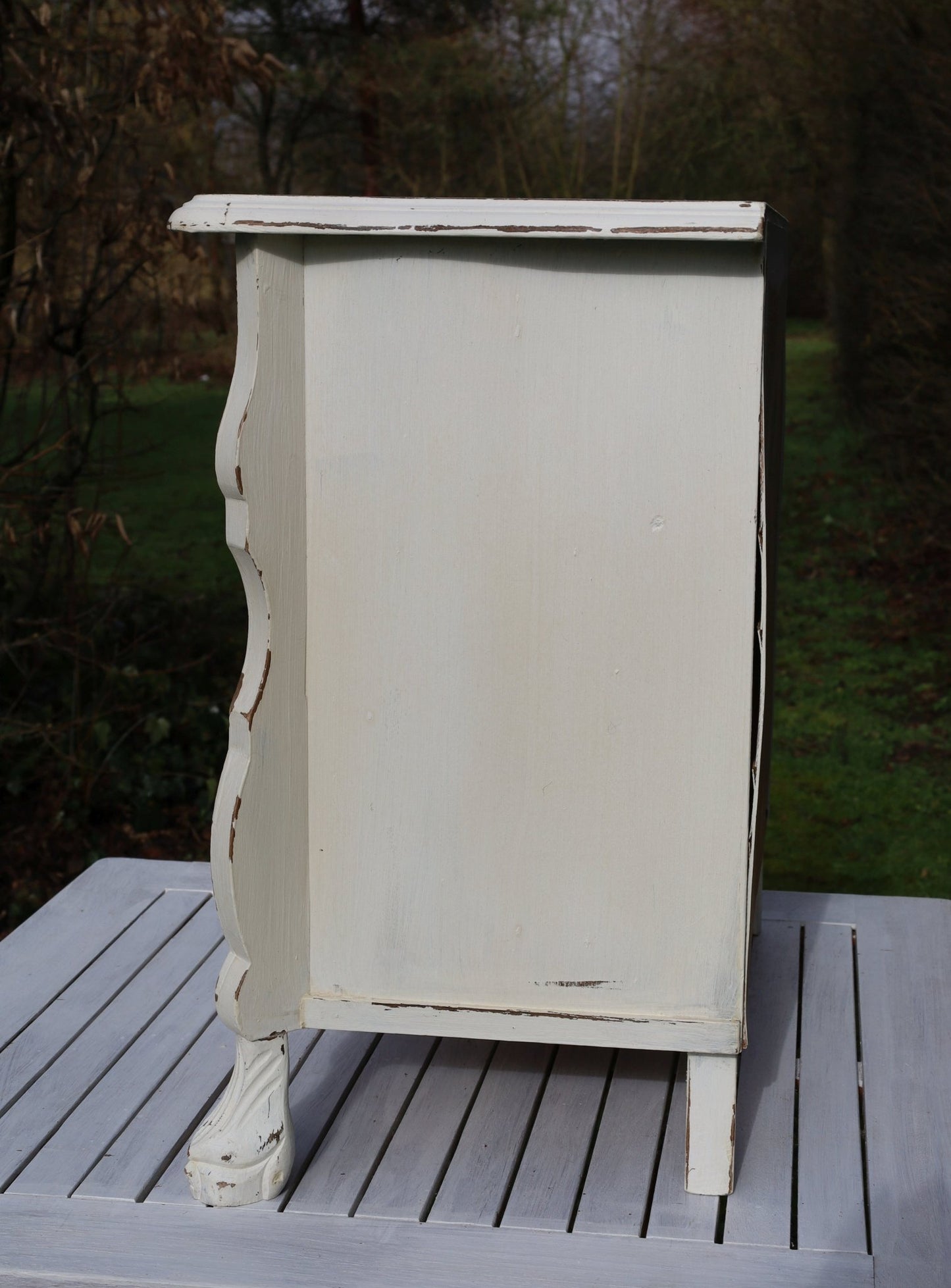 Vintage Kommode Creme Barock-Stil Shabby Chic | Massivholz Beistelltisch {{ Shabby Chic und Landhaus Deko }} {{ www.Stein-Alt.de }}
