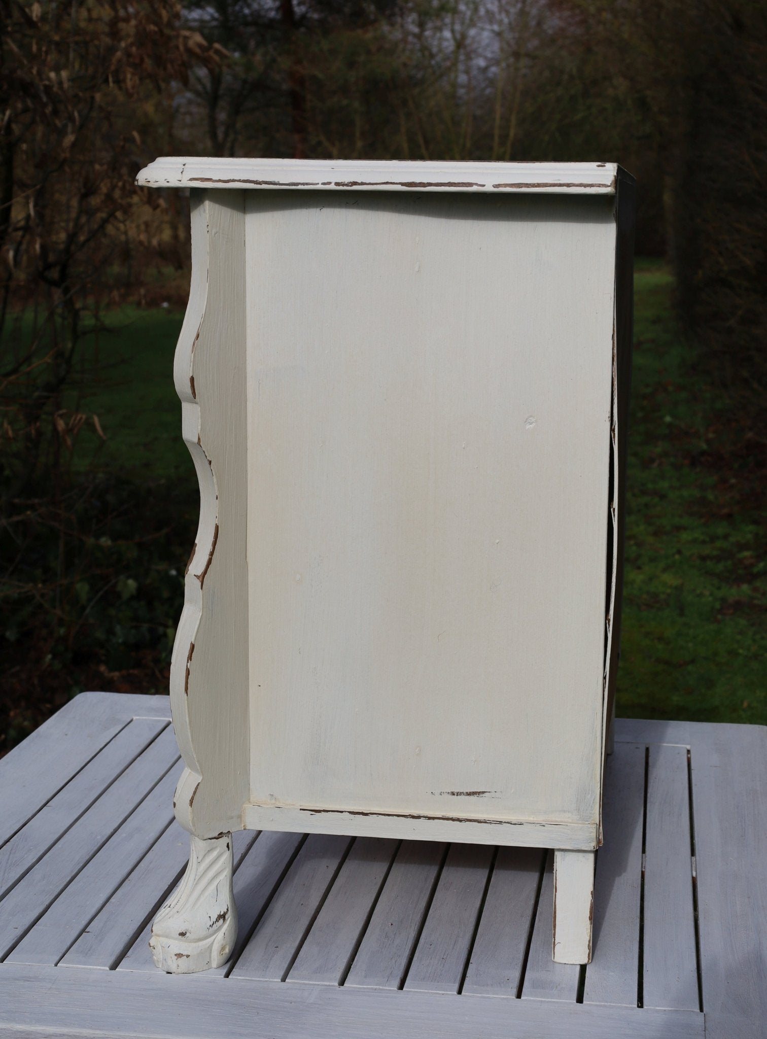 Vintage Kommode Creme Barock-Stil Shabby Chic | Massivholz Beistelltisch {{ Shabby Chic und Landhaus Deko }} {{ www.Stein-Alt.de }}