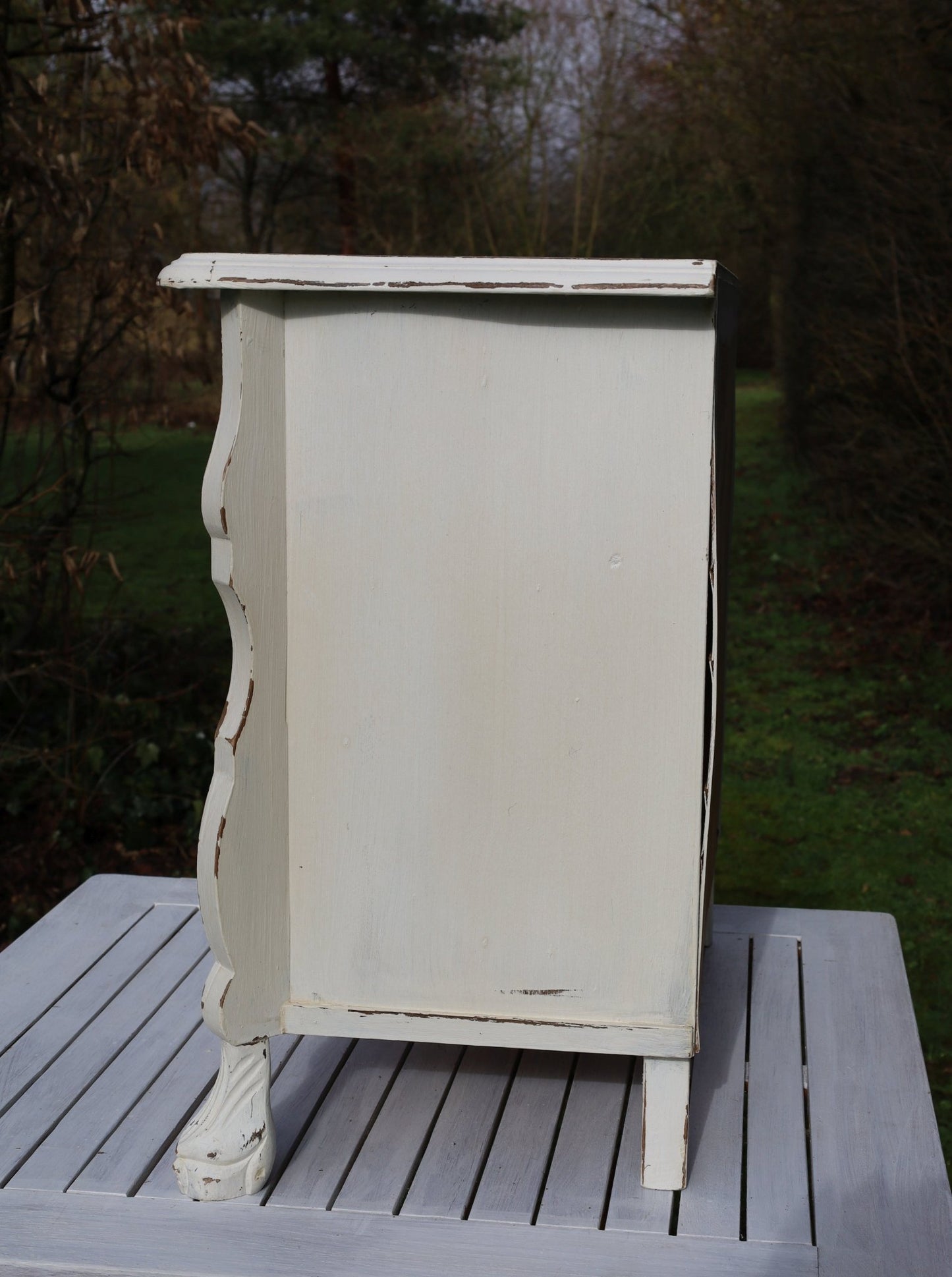 Vintage Kommode Creme Barock-Stil Shabby Chic | Massivholz Beistelltisch {{ Shabby Chic und Landhaus Deko }} {{ www.Stein-Alt.de }}