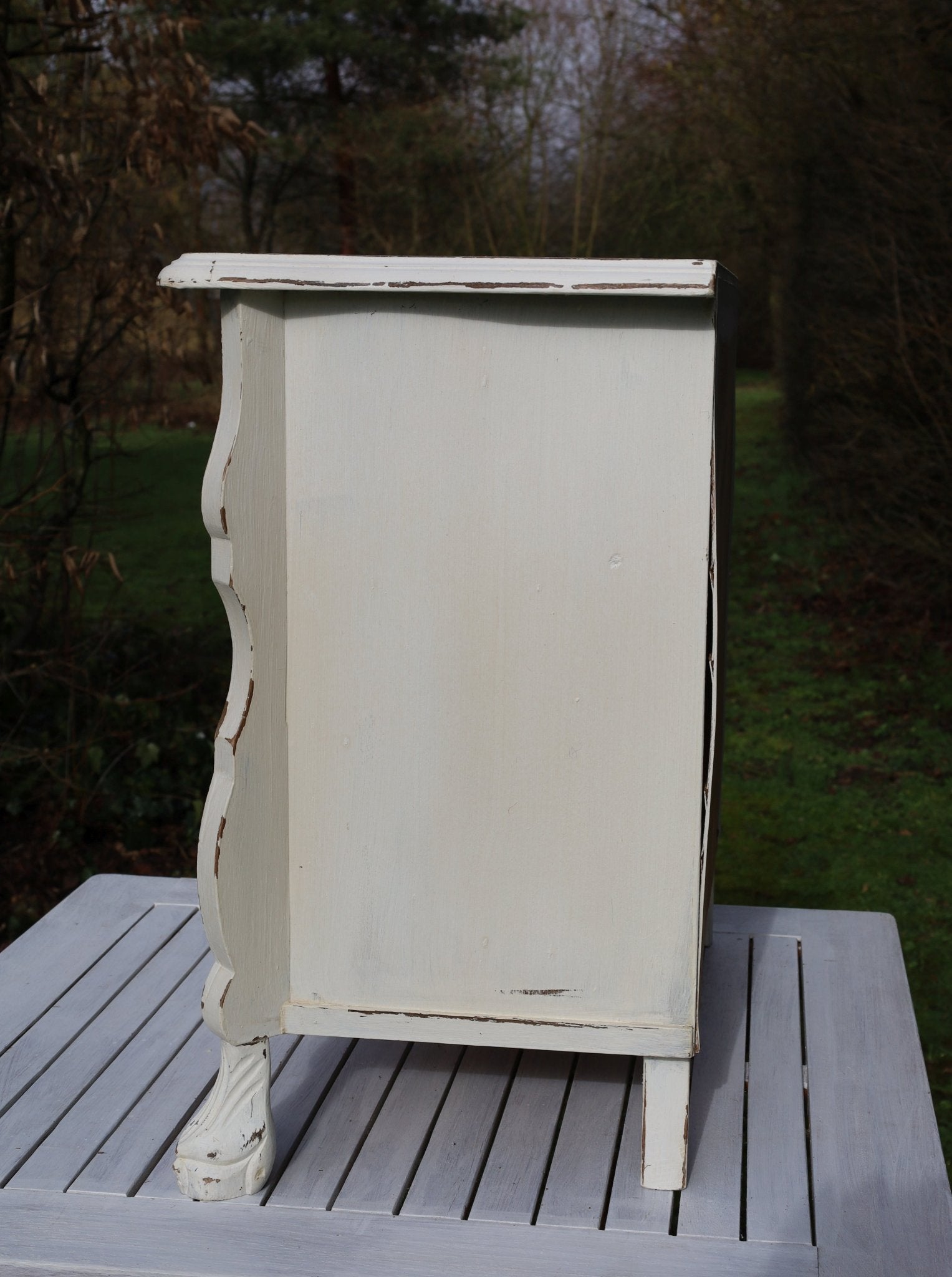 Vintage Kommode Creme Barock-Stil Shabby Chic | Massivholz Beistelltisch {{ Shabby Chic und Landhaus Deko }} {{ www.Stein-Alt.de }}