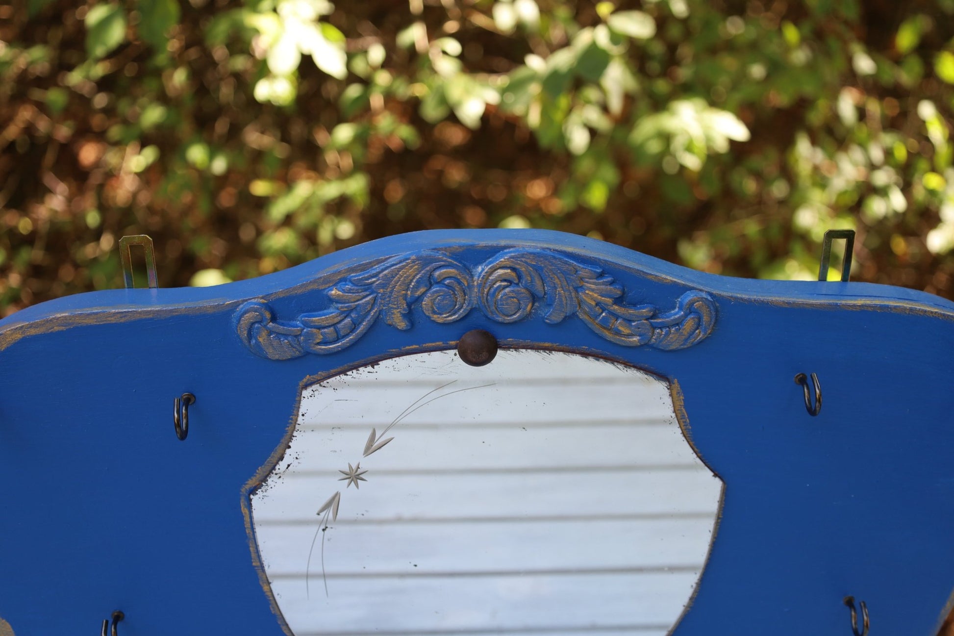 Vintage Schmuckhalterung / Schmuckständer mit Spiegel für die Wand {{ Shabby Chic und Landhaus Deko }} {{ www.Stein-Alt.de }}