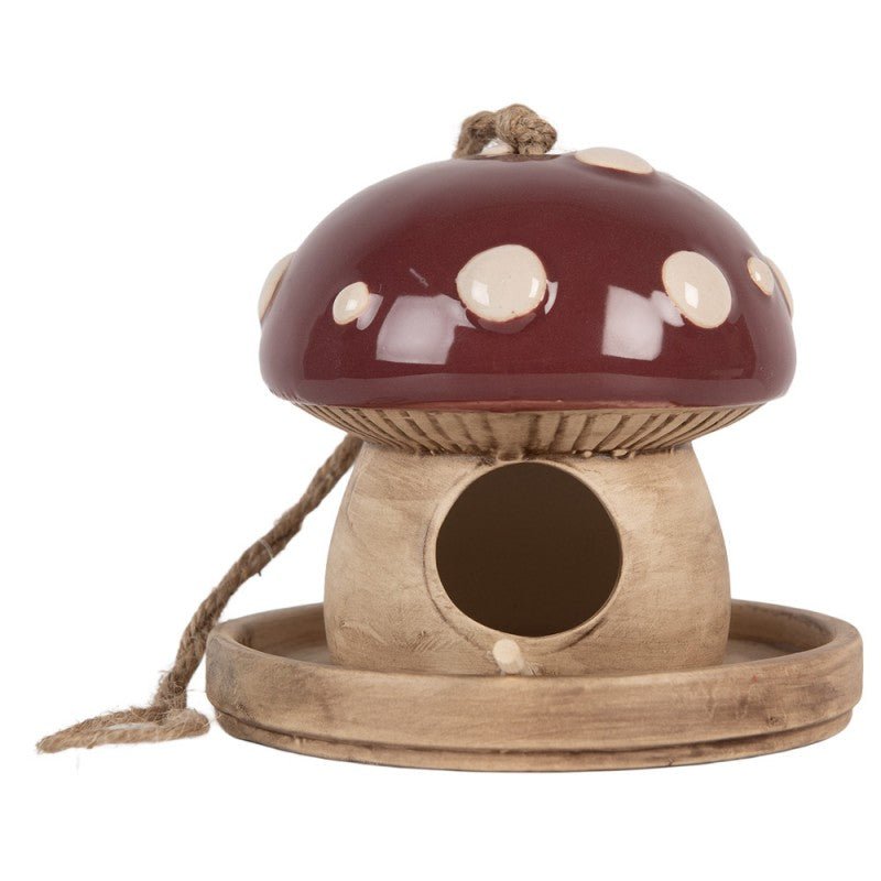 Vogelhäuschen Fliegenpilz Keramik – Schlafplatz für Vögel {{ Shabby Chic und Landhaus Deko }} {{ www.Stein-Alt.de }}