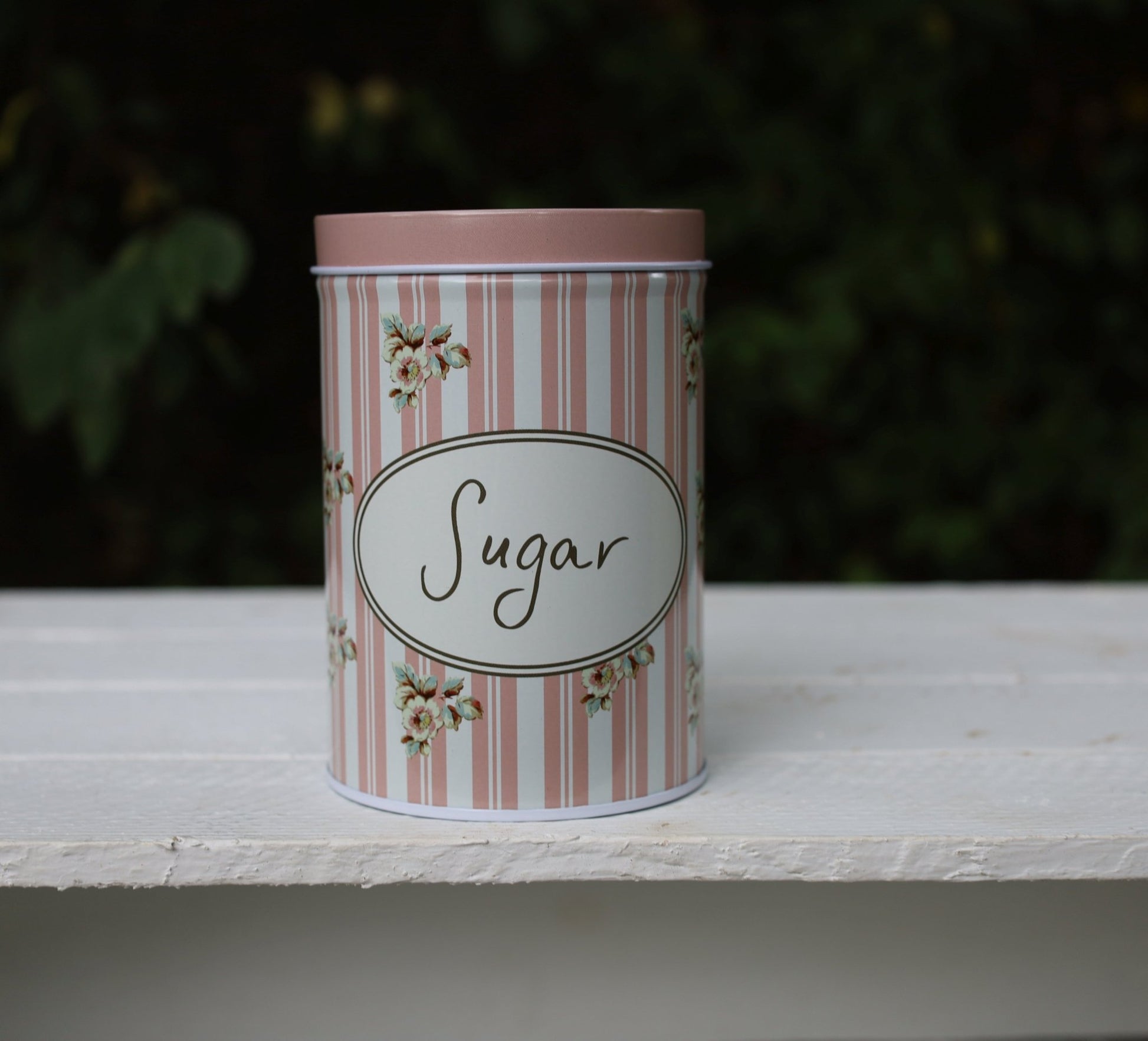 Vorratsdosen 3er Set Aluminium - Tee, Zucker, Kaffee - Landhausstil Weiß-Rosa-Grün {{ Shabby Chic und Landhaus Deko }} {{ www.Stein-Alt.de }}