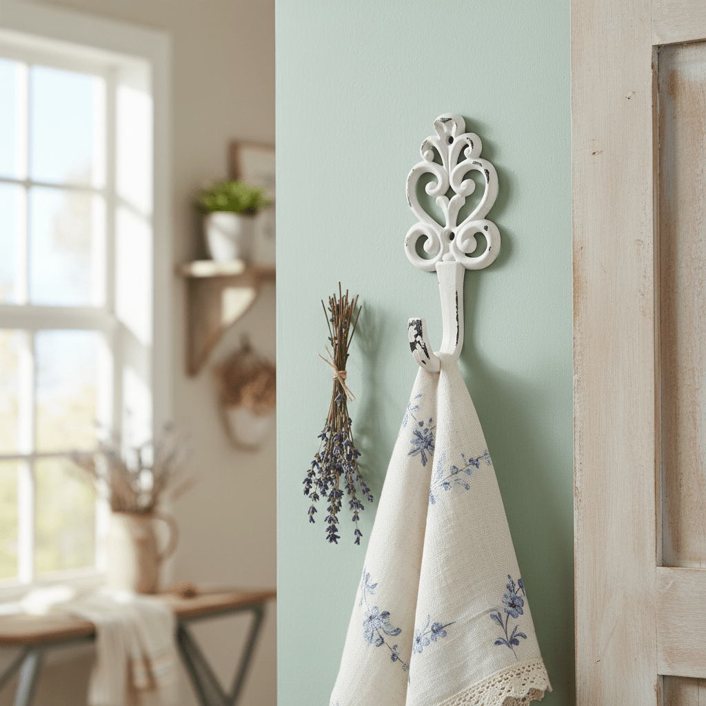 Wandhaken Shabby Chic Weiß - Garderobenhaken Eisen Landhausstil {{ Shabby Chic und Landhaus Deko }} {{ www.Stein-Alt.de }}