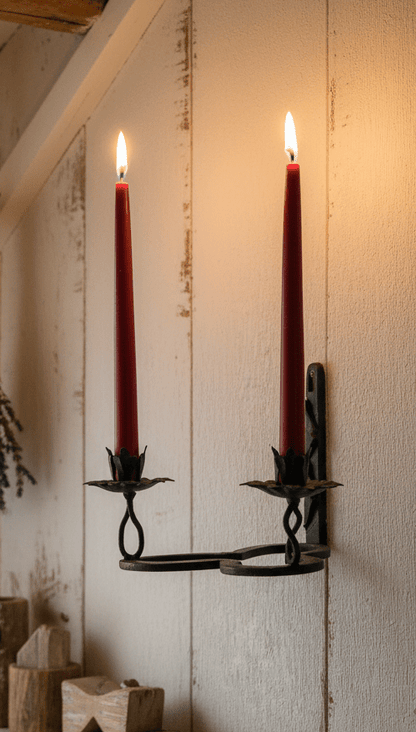 Kerzenständer Wandkerzenhalter Hufeisen Gusseisen Schwarz Kleeblatt – 2 Kerzen Landhaus Shabby Chic Shabby Chic und Landhaus Deko bei www.Stein-Alt.de