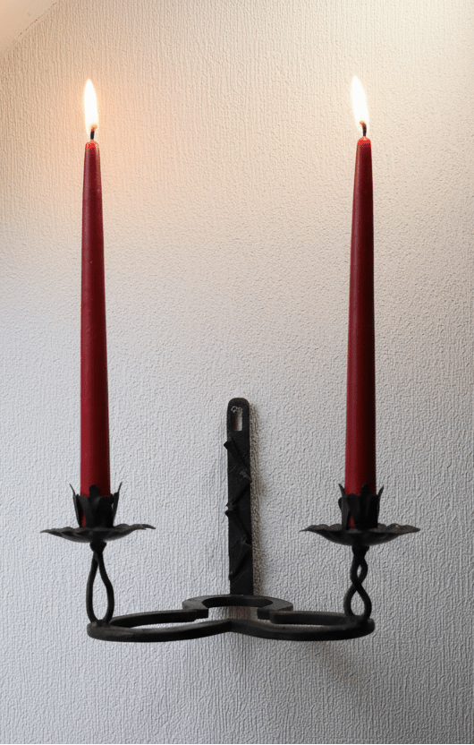 Wandkerzenhalter Hufeisen Gusseisen Schwarz - Kleeblatt-Design für 2 Kerzen Landhaus {{ Shabby Chic und Landhaus Deko }} {{ www.Stein-Alt.de }}