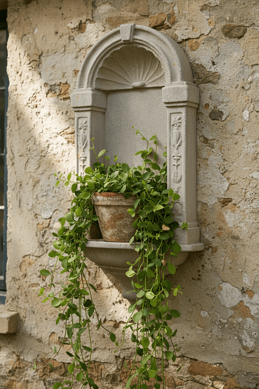 Wandkonsole Grau – Klassisch Elegante Deko für Garten & Balkon {{ Shabby Chic und Landhaus Deko }} {{ www.Stein-Alt.de }}