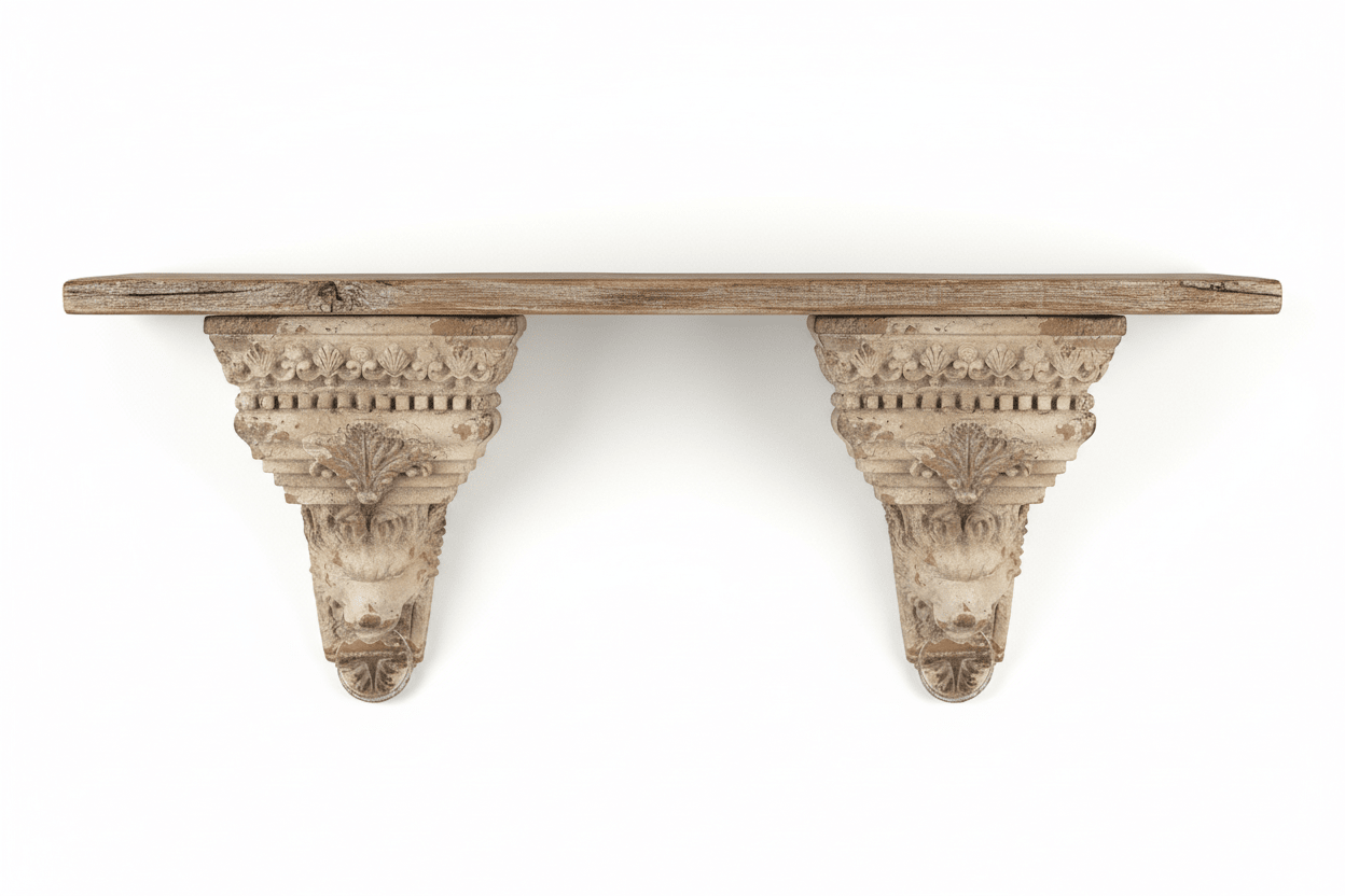 Wandkonsole Shabby Chic Beige – Dekorative Wanddeko im Landhausstil {{ Shabby Chic und Landhaus Deko }} {{ www.Stein-Alt.de }}