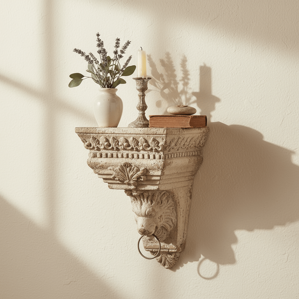 Wandkonsole Shabby Chic Beige – Dekorative Wanddeko im Landhausstil {{ Shabby Chic und Landhaus Deko }} {{ www.Stein-Alt.de }}