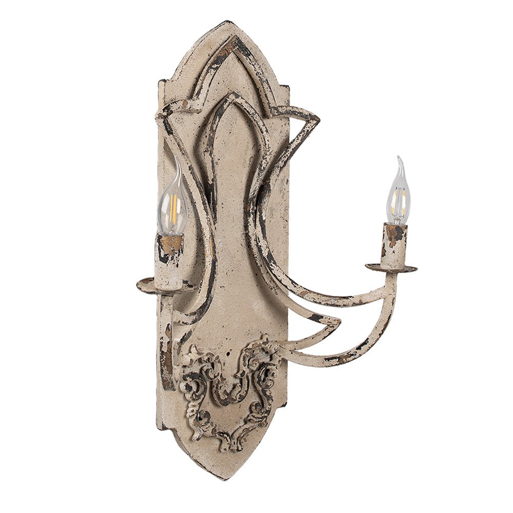 Wandleuchte Metall Shabby Chic Beige Gold 2-flammig - Clayre & Eef {{ Shabby Chic und Landhaus Deko }} {{ www.Stein-Alt.de }}