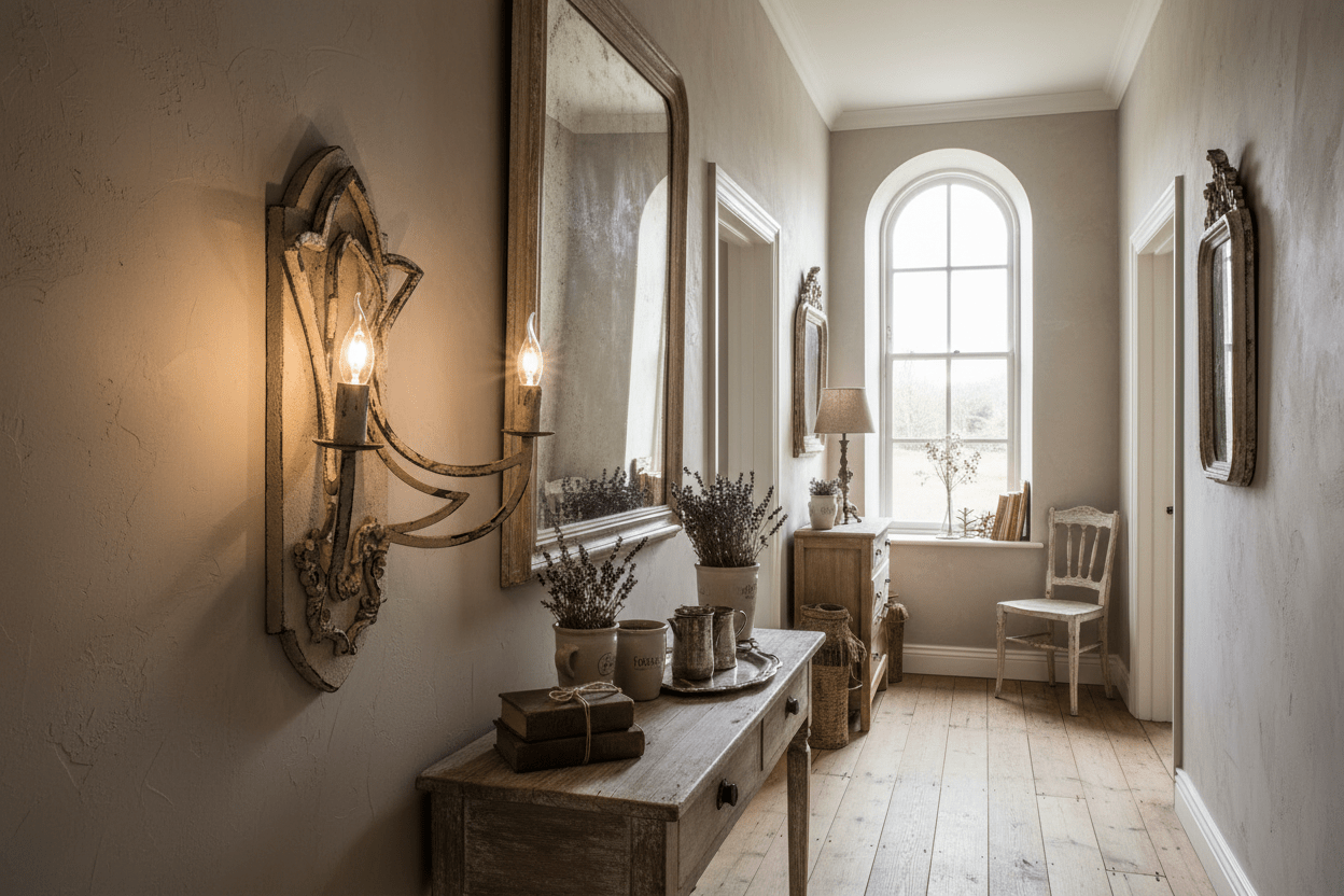 Wandleuchte Metall Shabby Chic Beige Gold 2-flammig - Clayre & Eef {{ Shabby Chic und Landhaus Deko }} {{ www.Stein-Alt.de }}