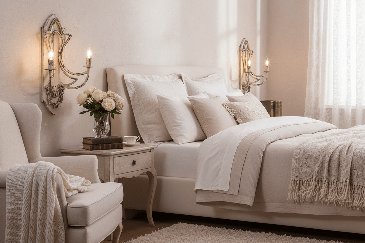 Wandleuchte Metall Shabby Chic Beige Gold 2-flammig - Clayre & Eef {{ Shabby Chic und Landhaus Deko }} {{ www.Stein-Alt.de }}
