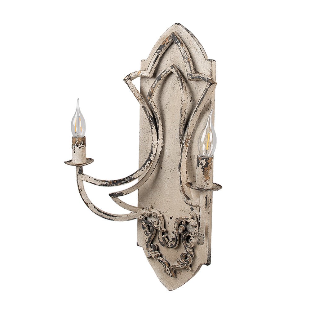 Wandleuchte Metall Shabby Chic Beige Gold 2-flammig - Clayre & Eef {{ Shabby Chic und Landhaus Deko }} {{ www.Stein-Alt.de }}