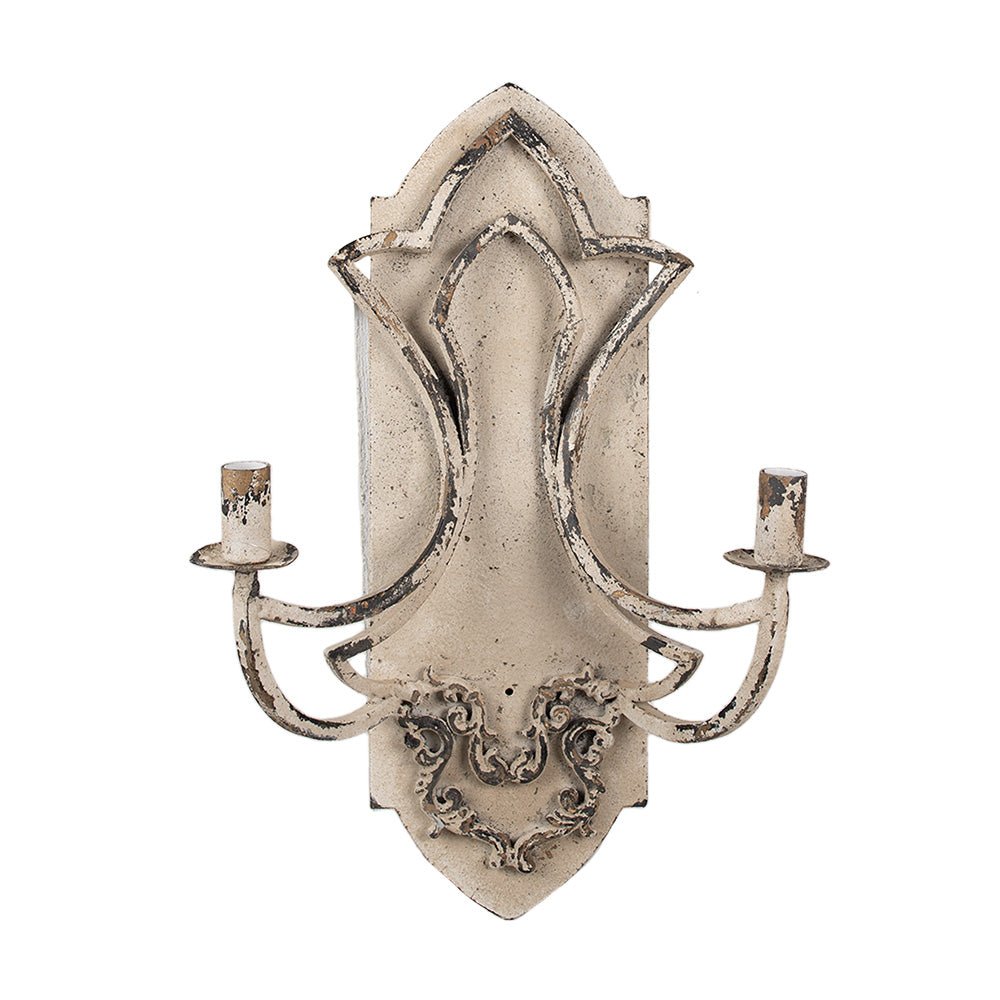 Wandleuchte Metall Shabby Chic Beige Gold 2-flammig - Clayre & Eef {{ Shabby Chic und Landhaus Deko }} {{ www.Stein-Alt.de }}