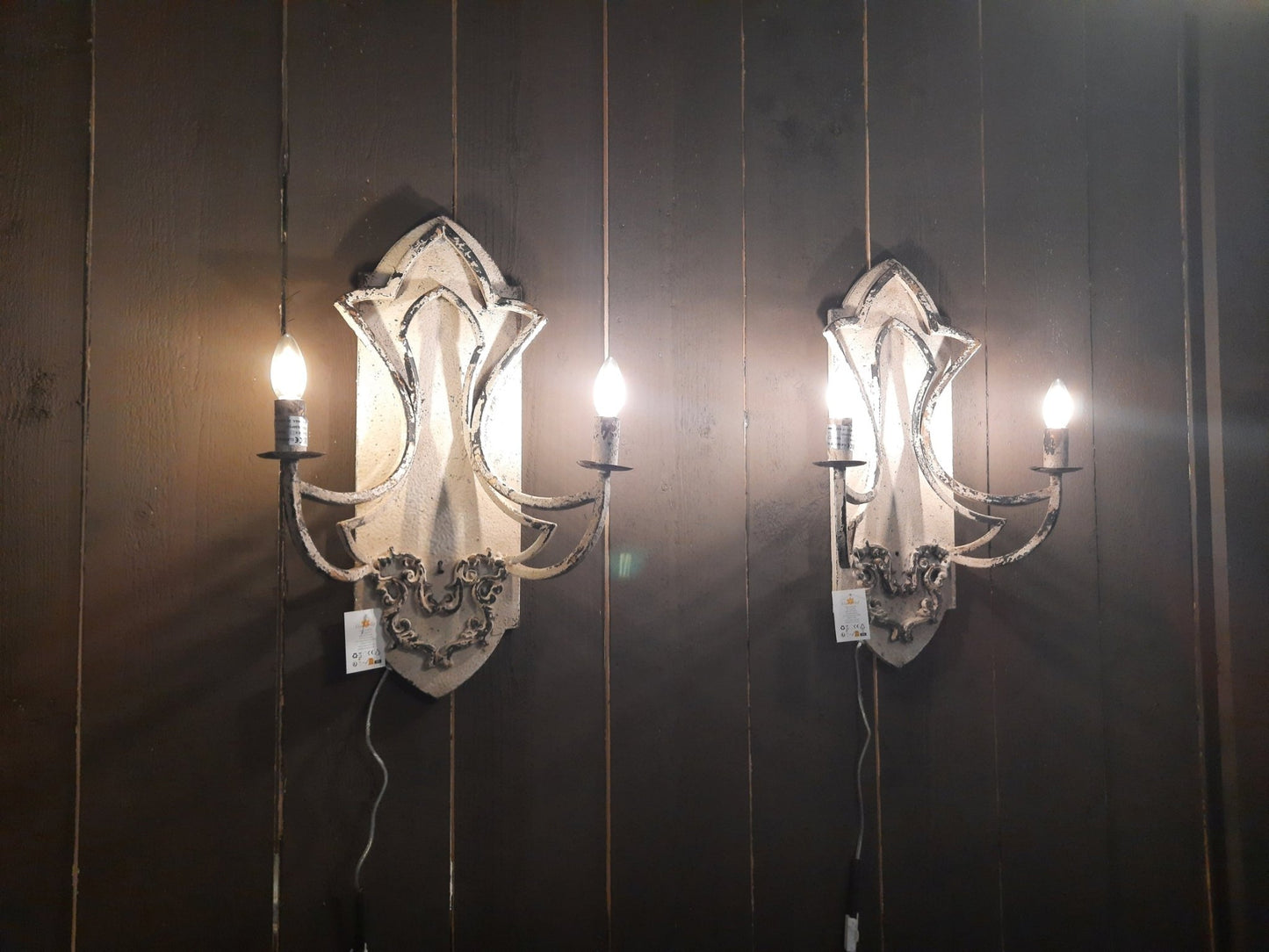 Wandleuchte Metall Shabby Chic Beige Gold 2-flammig - Clayre & Eef {{ Shabby Chic und Landhaus Deko }} {{ www.Stein-Alt.de }}