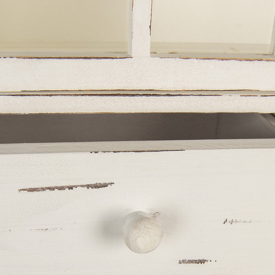 Shabby Chic Hängeschrank Weiß aus Holz - Wandschrank mit Schubladen und Haken im Landhausstil