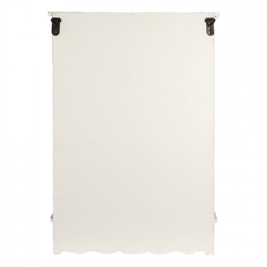 Shabby Chic Wandregal aus Holz in Creme-Weiß mit Haken