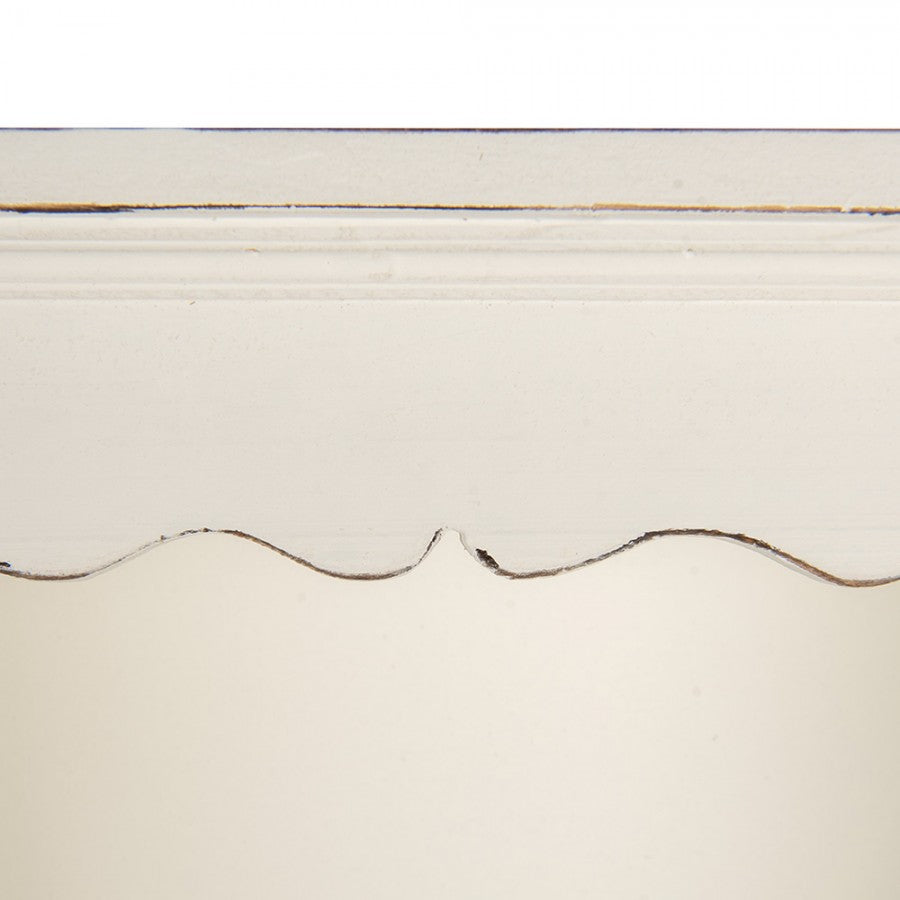 Shabby Chic Wandregal aus Holz in Creme-Weiß mit Haken