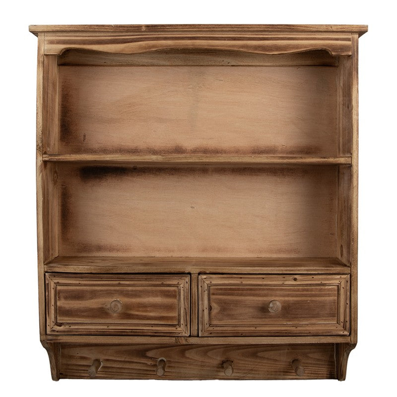 Wandregal Holz mit Schubladen & Haken - Shabby Chic Landhausstil Weiß, Braun