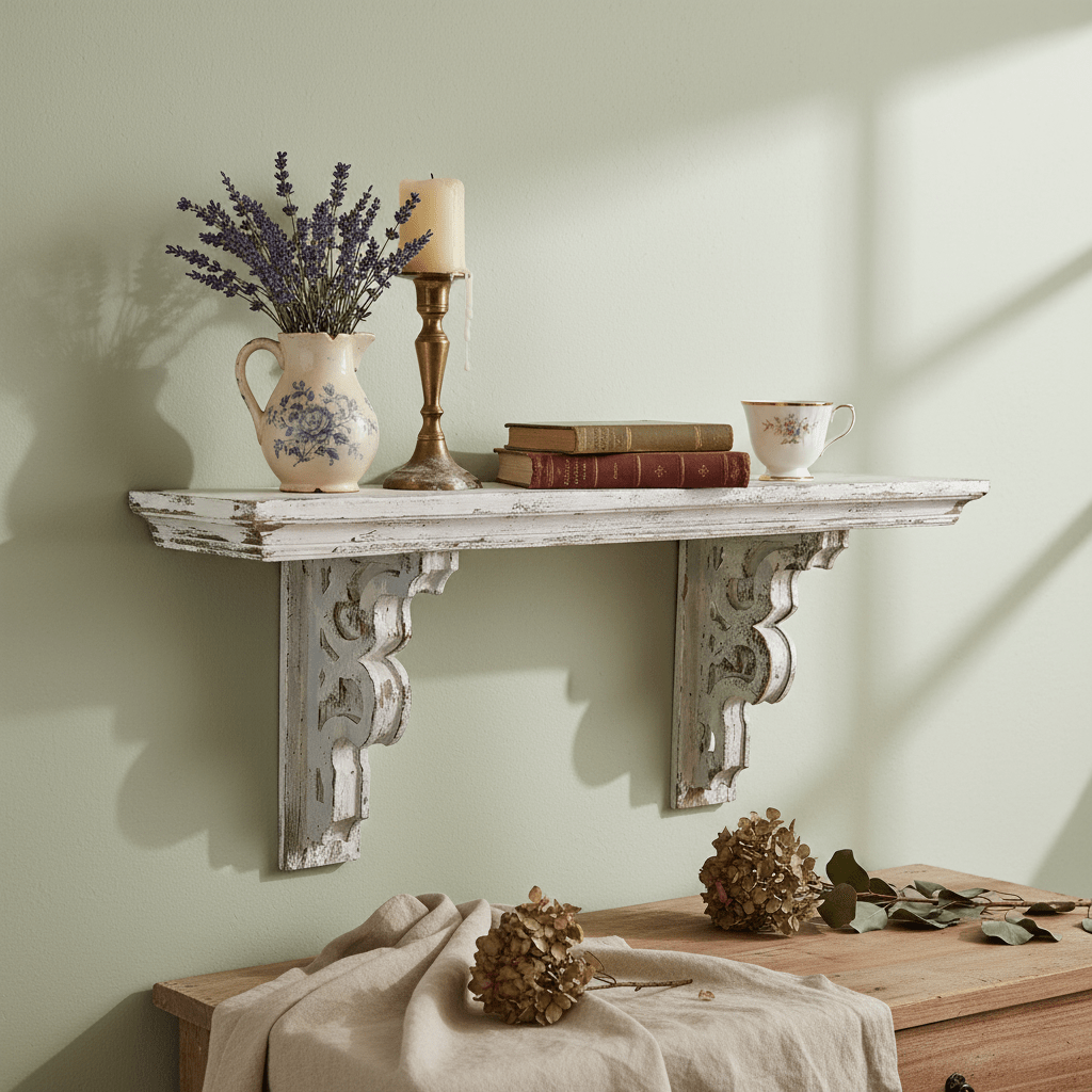 Wandregal Holz Weiß Shabby Chic - Hängeregal Vintage Landhaus Stil {{ Shabby Chic und Landhaus Deko }} {{ www.Stein-Alt.de }}