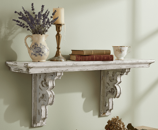 Wandregal Holz Weiß Shabby Chic - Hängeregal Vintage Landhaus Stil {{ Shabby Chic und Landhaus Deko }} {{ www.Stein-Alt.de }}