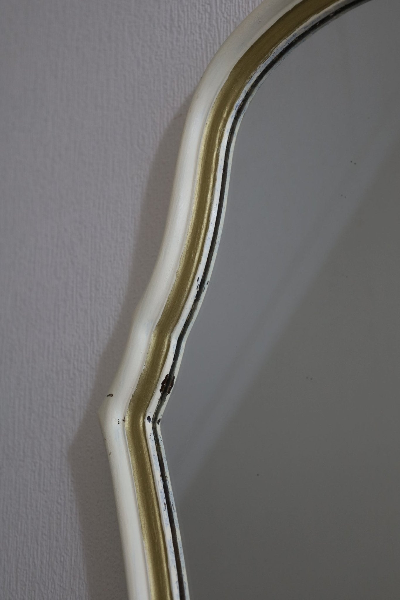 Wandspiegel Vintage Creme-Gold 62cm - Shabby Chic Spiegel Landhausstil {{ Shabby Chic und Landhaus Deko }} {{ www.Stein-Alt.de }}