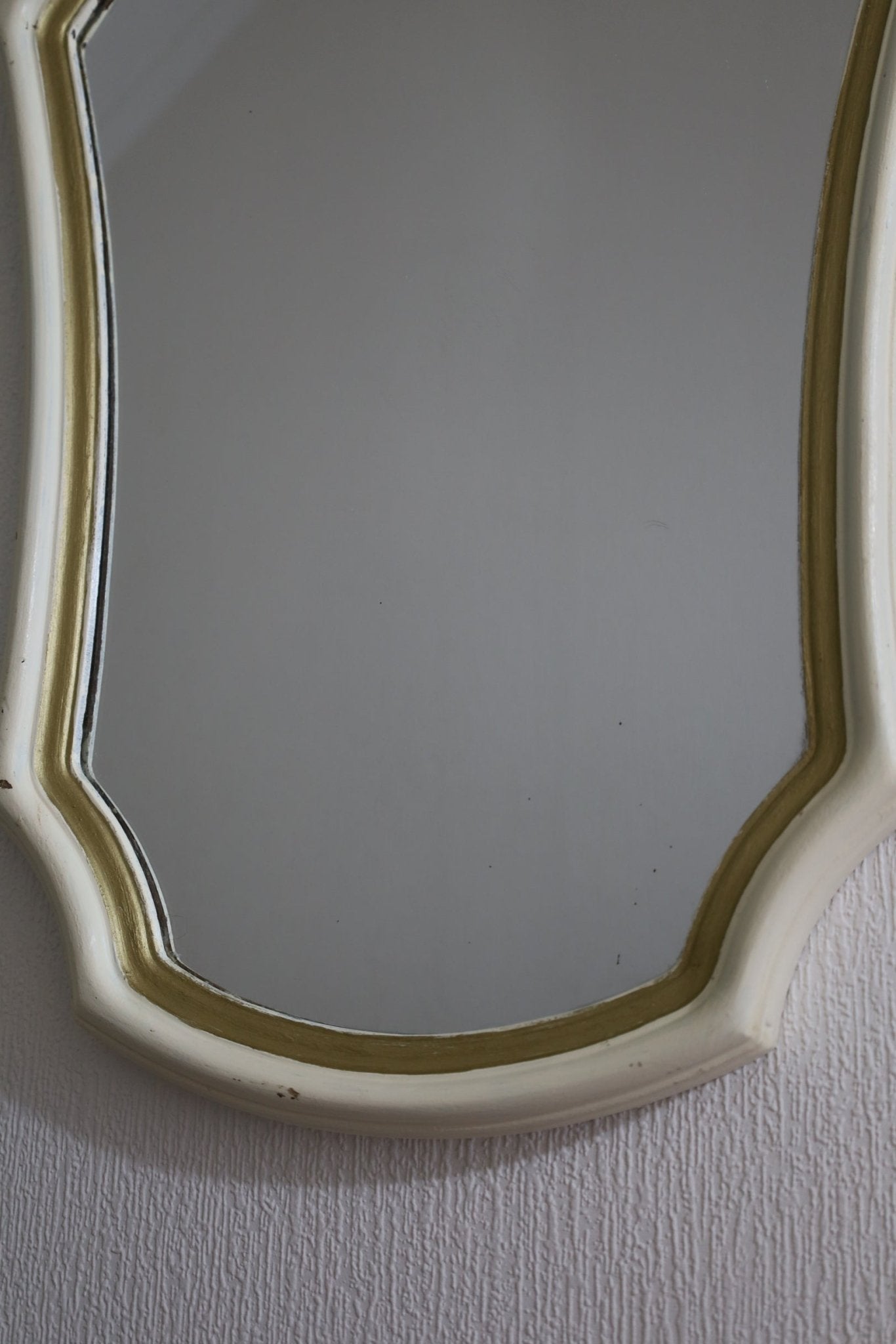 Wandspiegel Vintage Creme-Gold 62cm - Shabby Chic Spiegel Landhausstil {{ Shabby Chic und Landhaus Deko }} {{ www.Stein-Alt.de }}