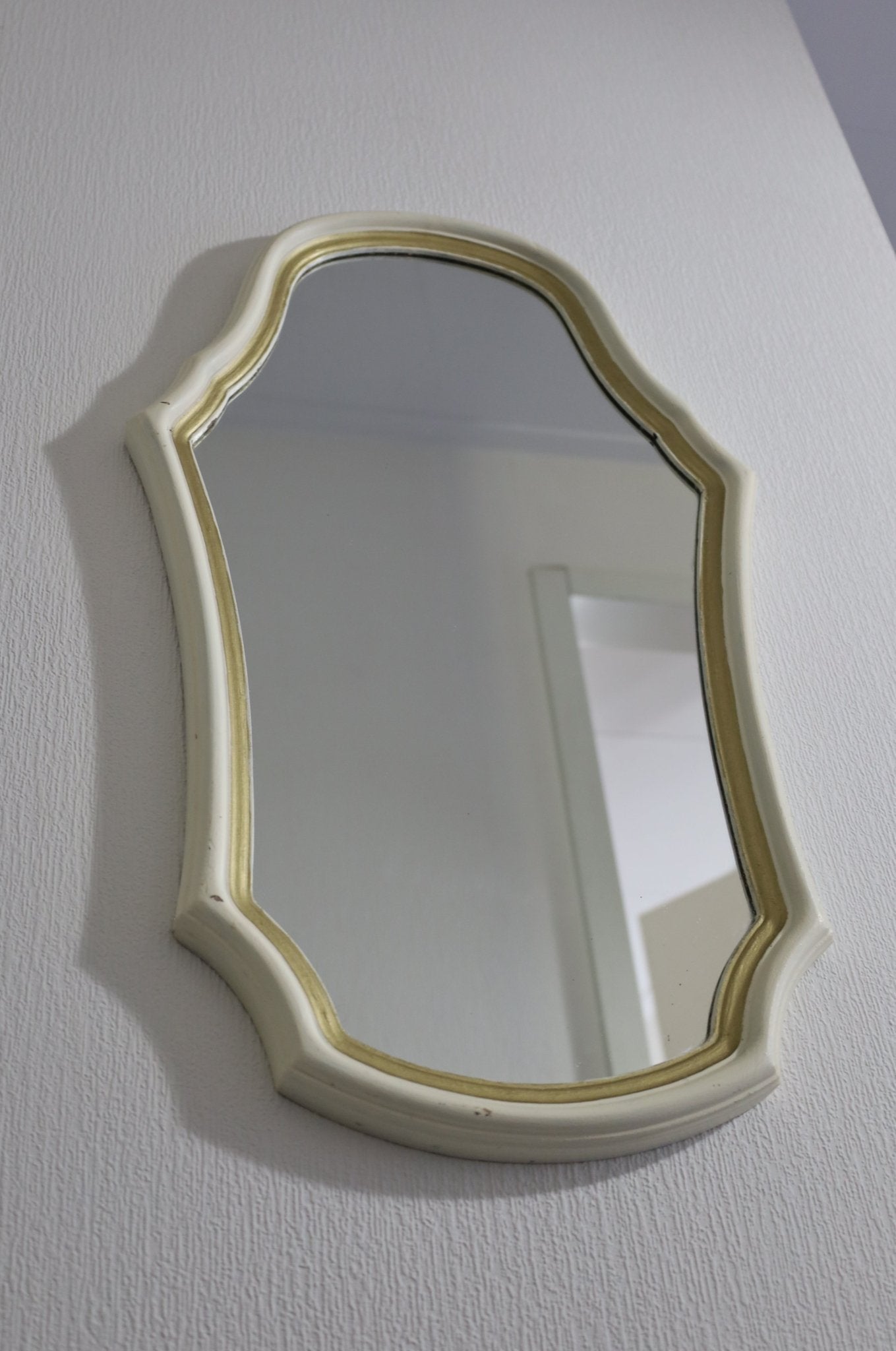 Wandspiegel Vintage Creme-Gold 62cm - Shabby Chic Spiegel Landhausstil {{ Shabby Chic und Landhaus Deko }} {{ www.Stein-Alt.de }}